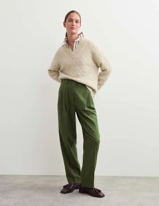 Jaeger Women's Wool Rich Flannel Tapered Trousers