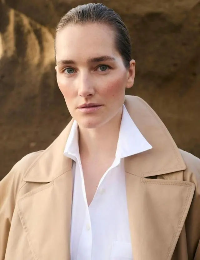 JAEGER Pure Cotton Collared Double Cuff Shirt White