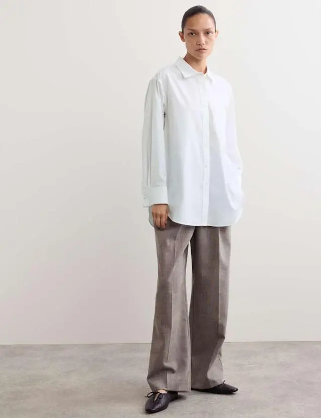 JAEGER Pure Cotton Collared Double Cuff Shirt White