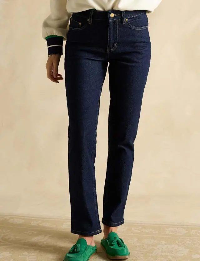 Joules Denim Mid Rise Slim Fit Ankle Grazer Jeans Blue Denim