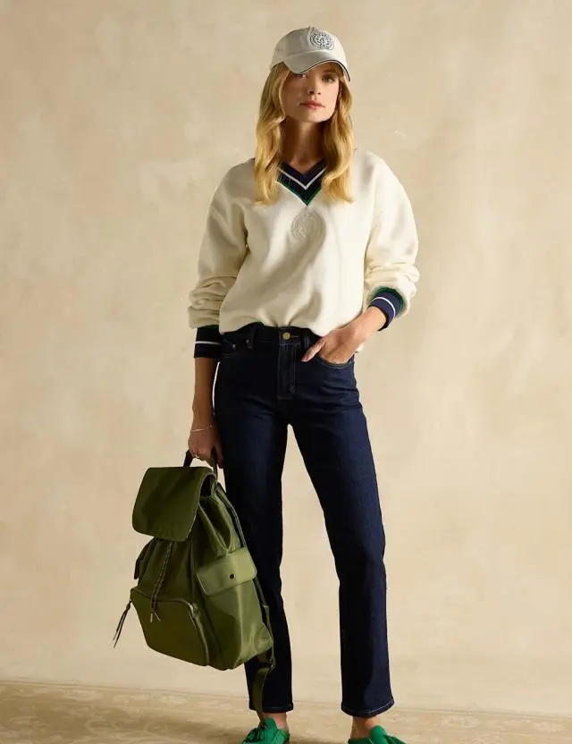 Joules Denim Mid Rise Slim Fit Ankle Grazer Jeans Blue Denim