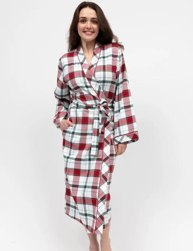 Cyberjammies Women's Pure Cotton Checked Dressing Gown