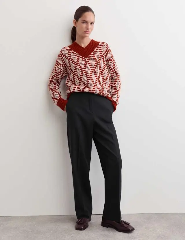 Jaeger Women's Pure Wool Straight Leg Trousers