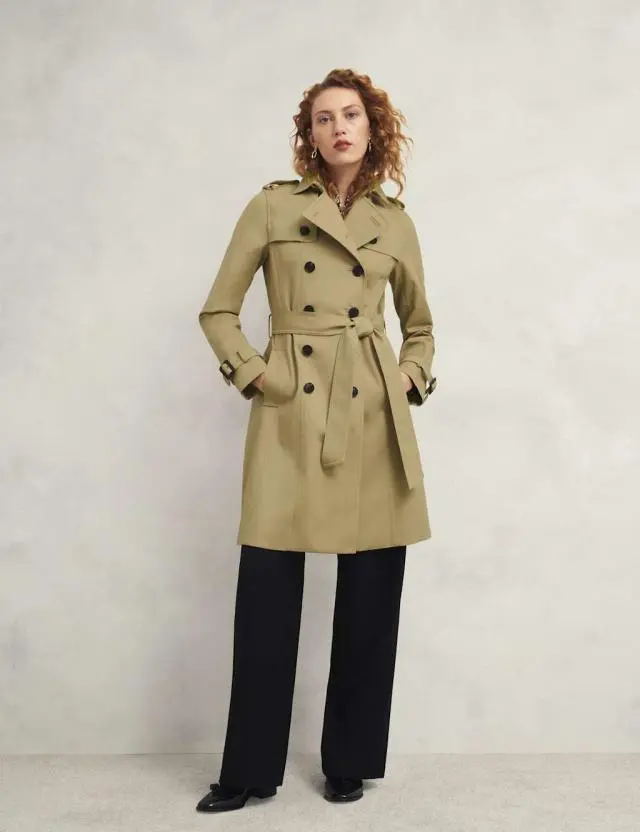 HOBBS Cotton Rich Belted Longline Trench Coat Beige