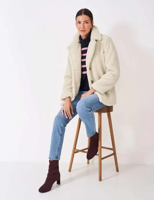 Crew Clothing Women's Borg Collared Peacoat