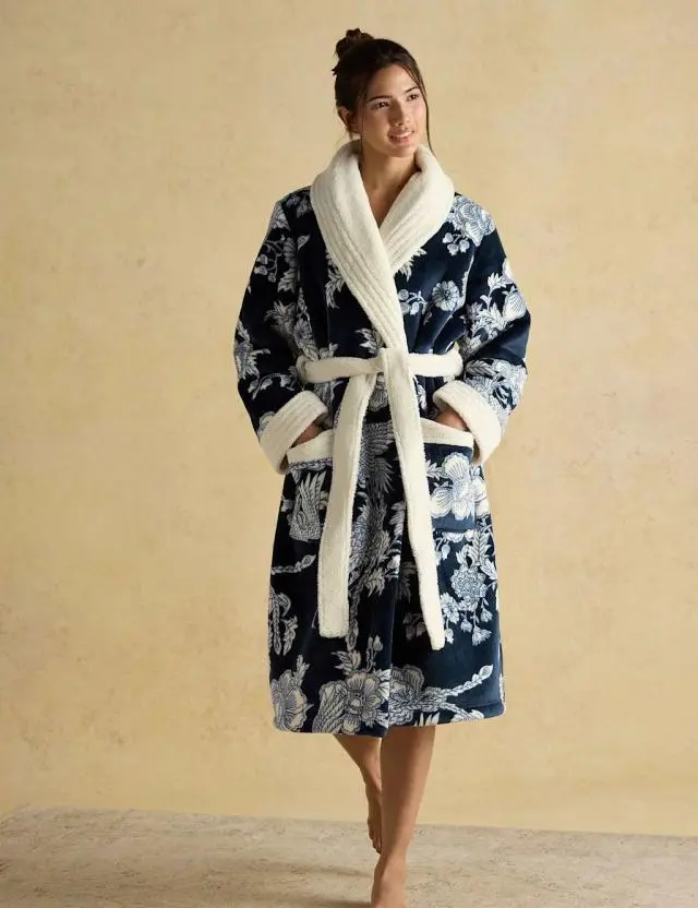 Joules Women's Fleece Floral Dressing Gown