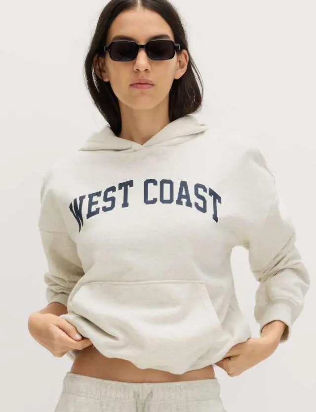 M&S Cotton Rich Hoodie Grey Mix