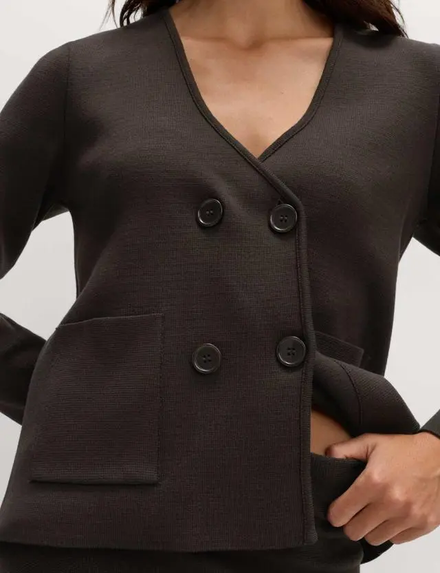 M&S Women's Soft Touch Double Breasted Knitted Jacket