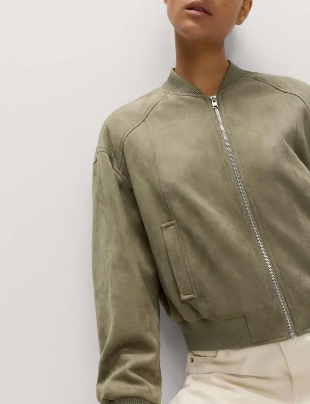 M&S Women's Suedette Lightweight Bomber Jacket
