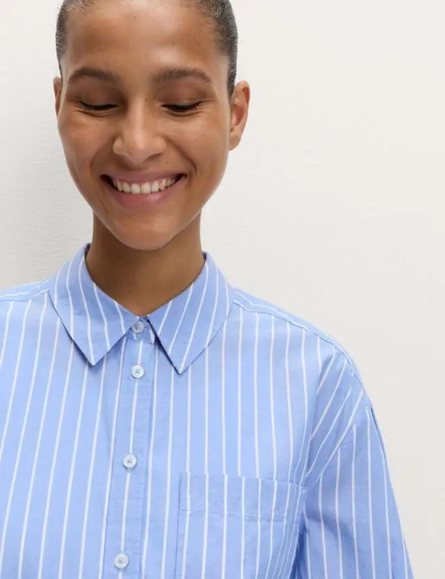 M&S Women's Pure Cotton Striped Boxy Shirt