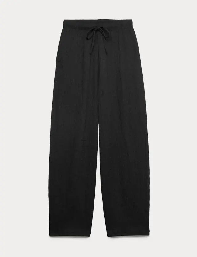 M&S Women's Textured Elasticated Waist Carrot Leg Trousers