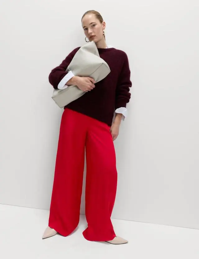 M&S Women's Wide Leg PalazzoTrousers