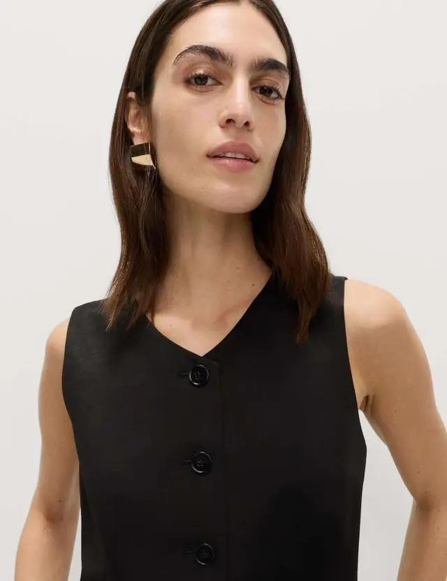 M&S Women's Sheen Collarless Waistcoat