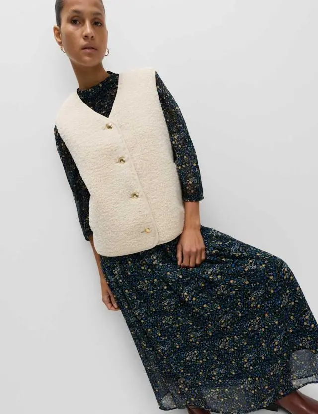 M&S Women's Borg Button Through Gilet