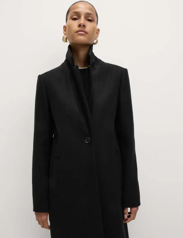 M&S Women's Single Breasted Longline Tailored Coat