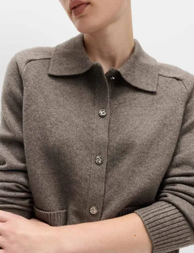 M&S Women's Air-Yarn Collared Button Front Cardigan