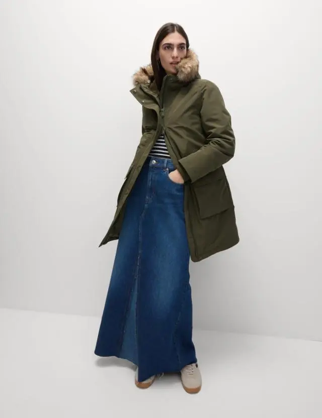 M&S Women's Stormwear™ Ultra Hooded Faux Fur Lined Parka Coat