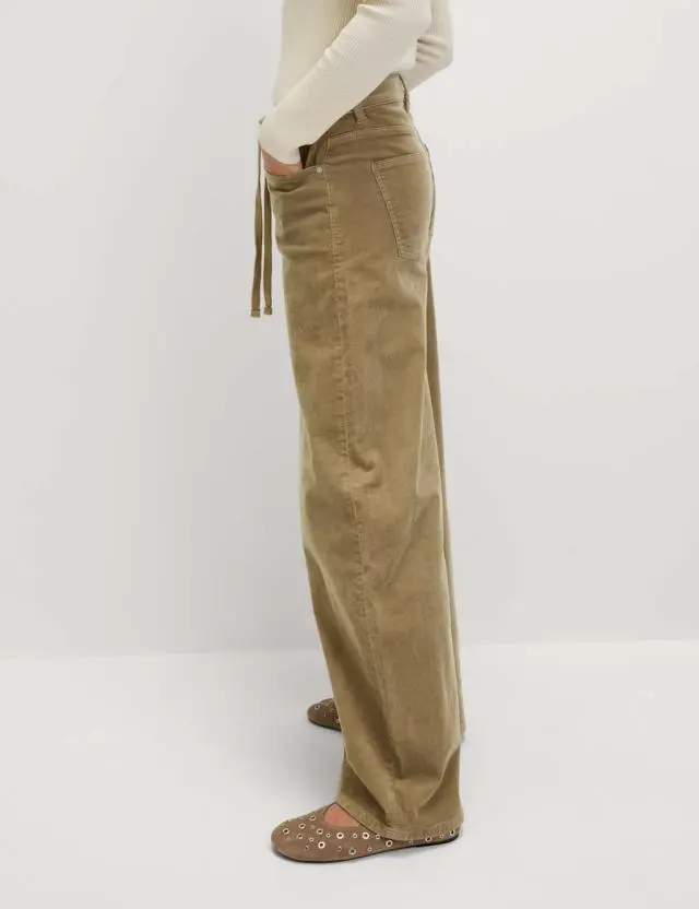 M&S Women's Cotton Rich Cord Wide Leg Trousers