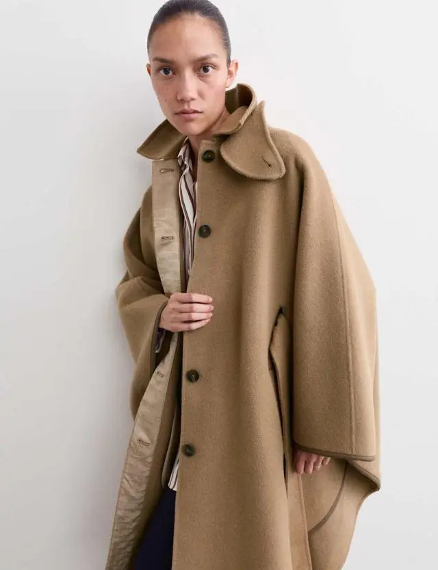 Jaeger Women's Double Faced Pure Wool Cape Coat