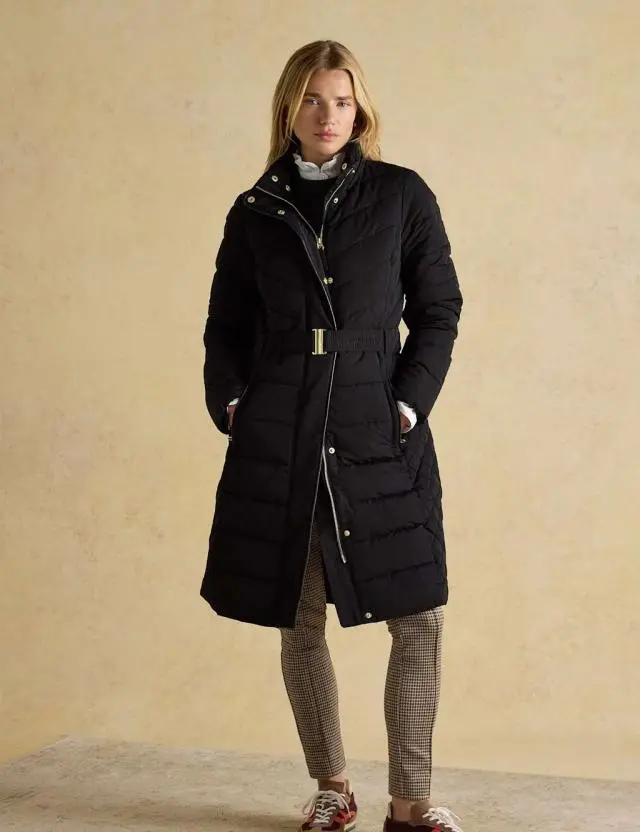 Joules Women's Longline Belted Puffer Coat