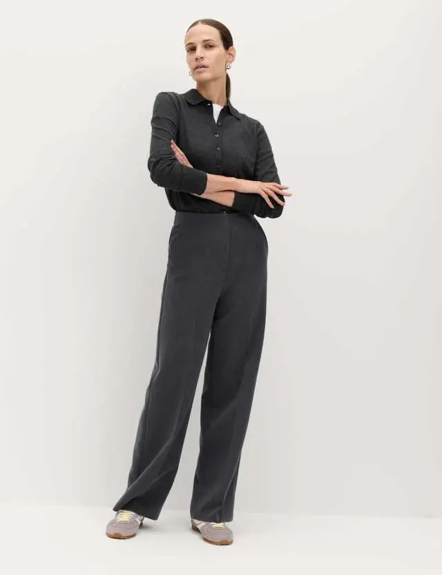M&S Tailored Relaxed Straight Leg Trousers Grey