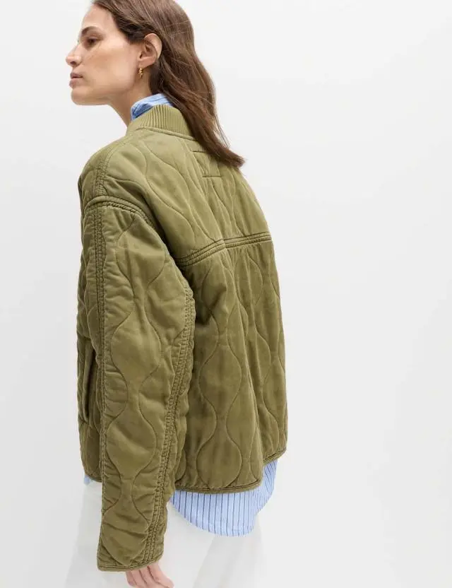 M&S Quilted Waisted Bomber Jacket Sage