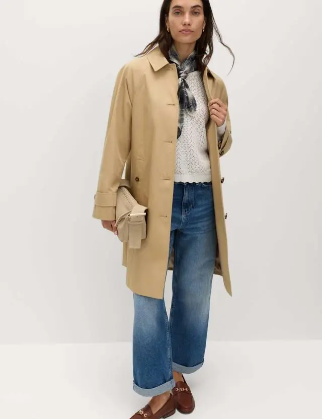 M&S Pure Cotton Car Coat Light Caramel