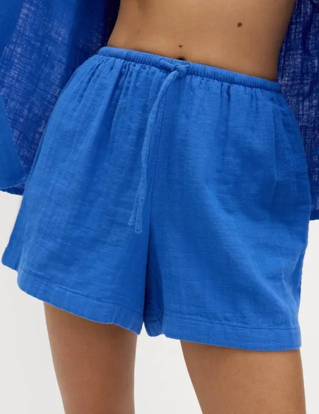M&S Pure Cotton Double Cloth Shorts Cobalt