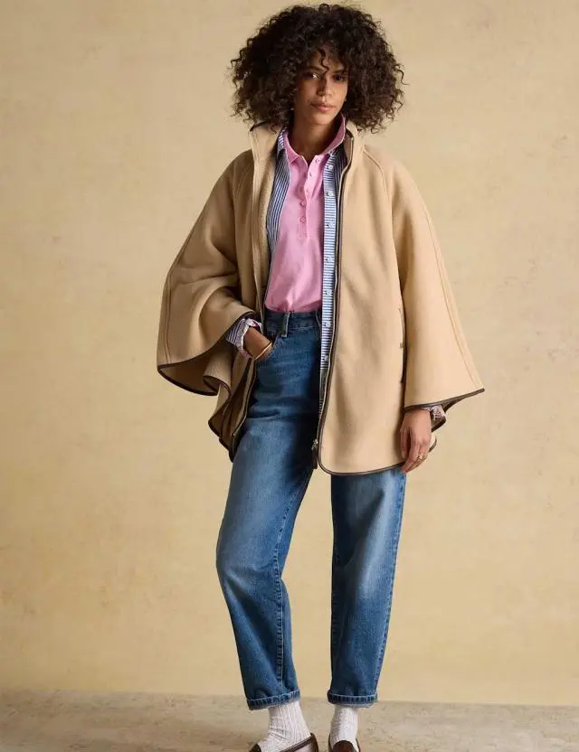 Joules Fleece Cape Jacket Cream