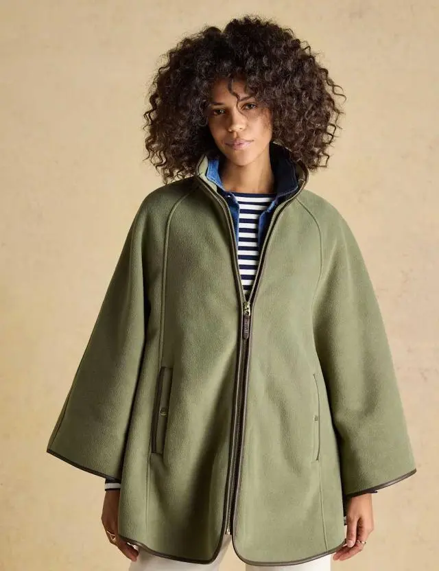 Joules Fleece Cape Jacket Green