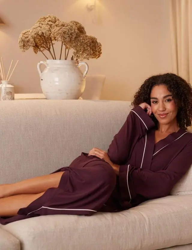 Cyberjammies Modal Rich Jersey Dressing Gown Plum