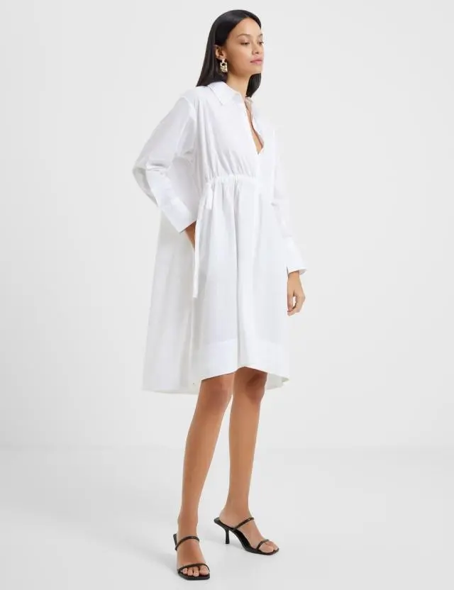 French Connection Women's Pure Cotton Knee Length Shirt Dress 