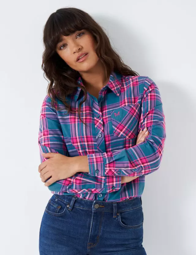 Crew Clothing Womens Pure Brushed Cotton Checked Shirt 