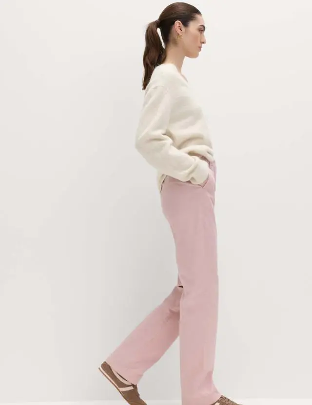 M&S Cotton Rich Straight Leg Chinos Pink Shell