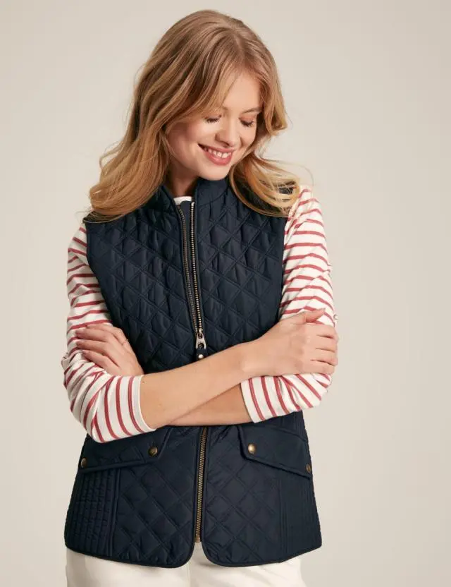 Joules Textured Quilted Gilet Navy