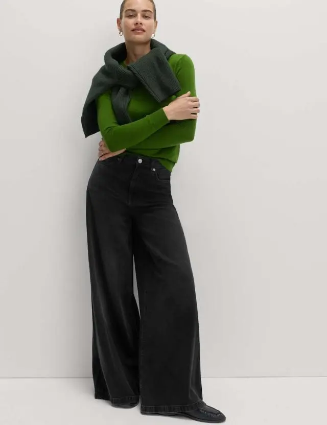 M&S Lyocell™ Blend Wide Palazzo Leg Jeans Black