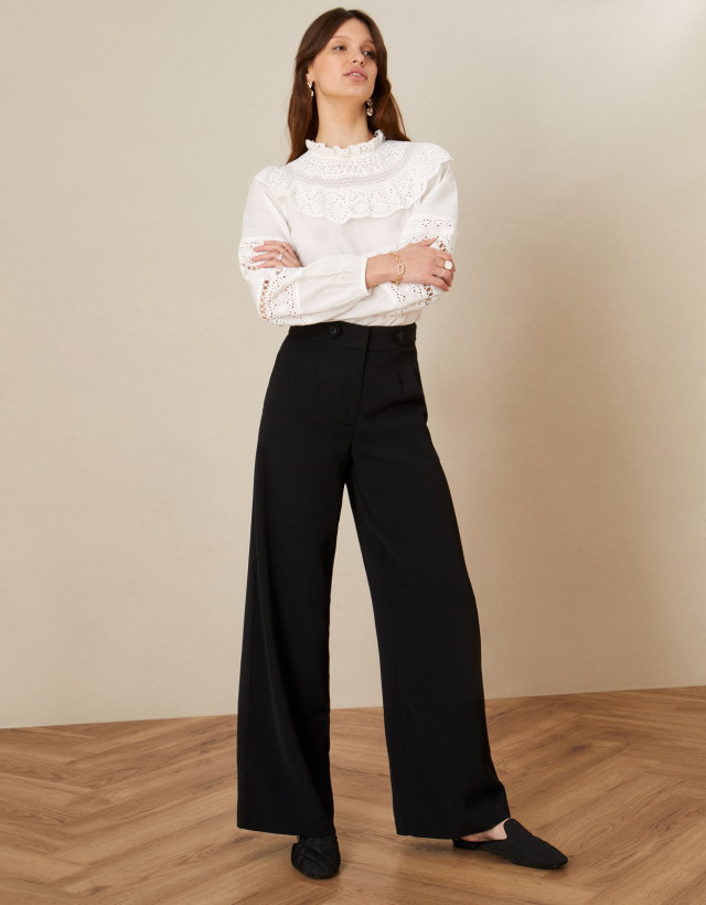 Jamie Wide Leg Trousers with Recycled Polyester Black