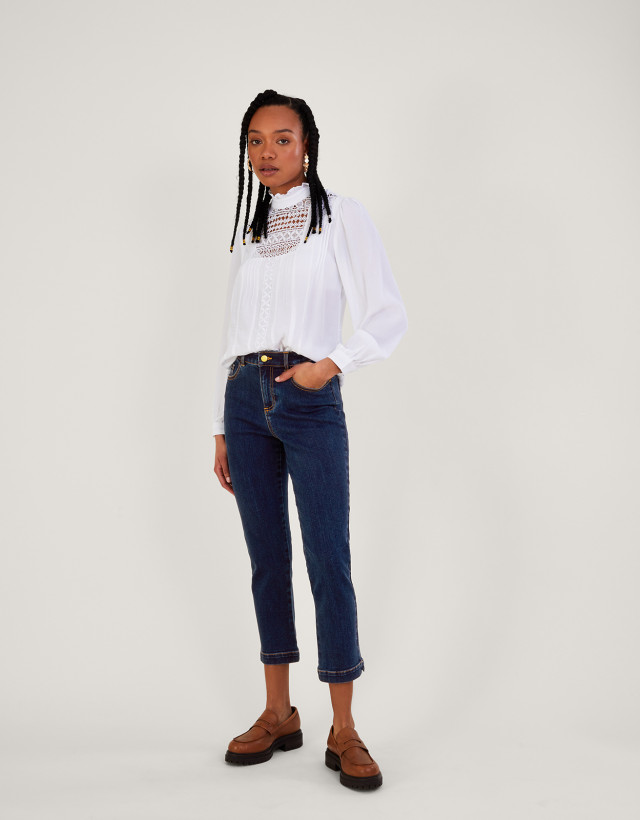 Safaia Crop Jeans with Sustainable Cotton Blue