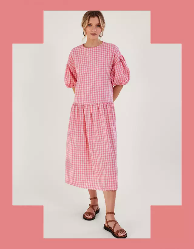 April Meets October May Gingham Dress Pink