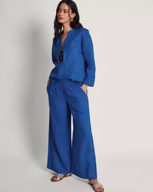 Solene Wide Leg Trousers Blue