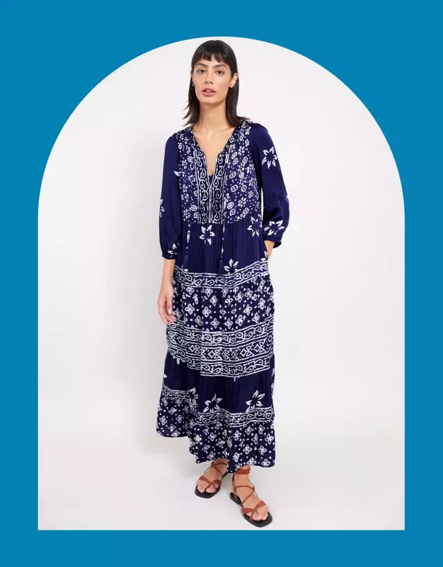 East Chrissie Batik Print Dress Blue