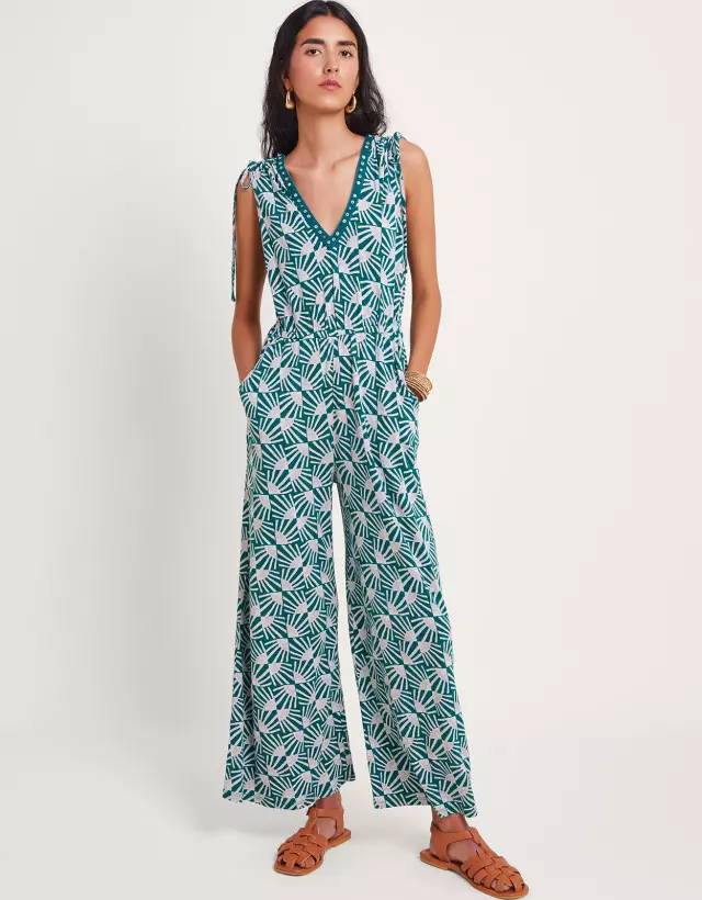 Rosana Print Jumpsuit Teal