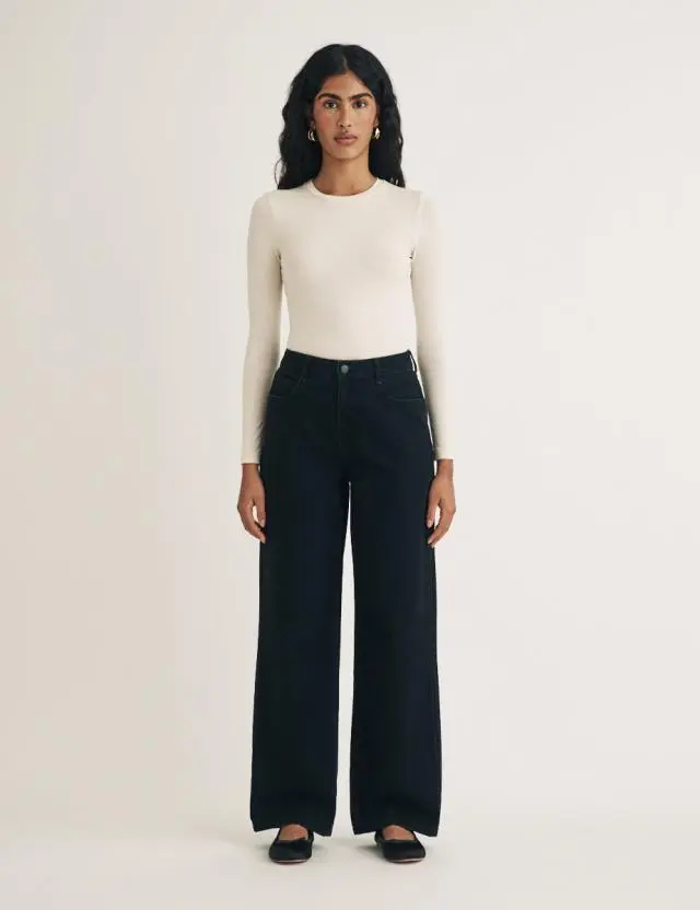 Black High Rise Wide Leg Jeans