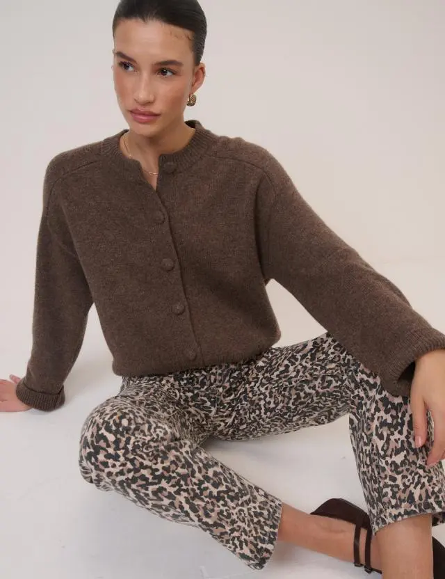 Leopard Print Mid Rise Camden Tapered Jeans