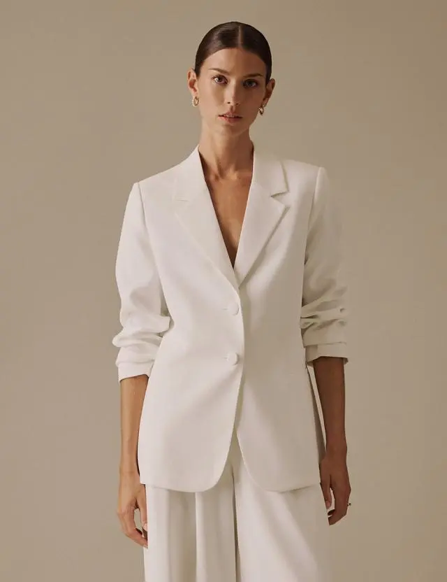 Ivory White Tailored Virgo Bridal Blazer