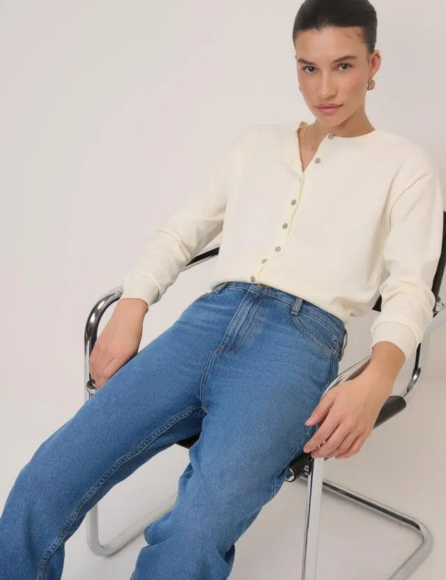 Blue High Rise Putney Barrel Leg Jeans