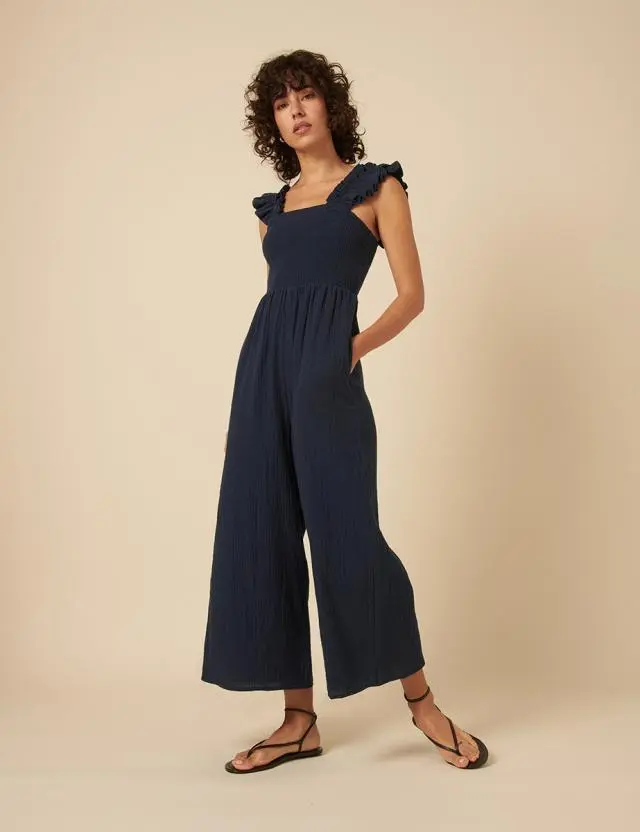 Navy  Cropped Length Maya Jumpsuit