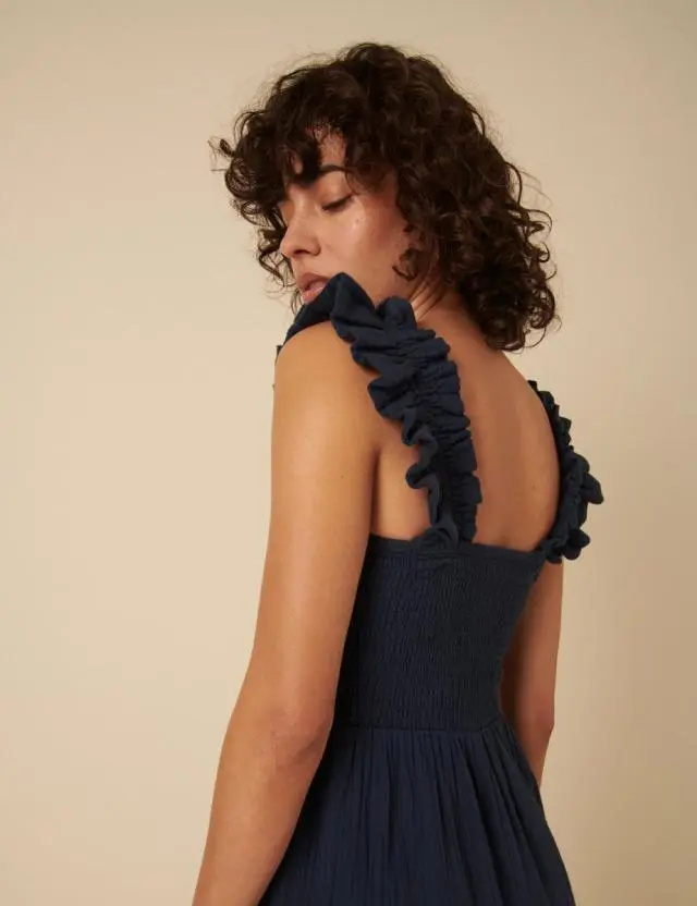 Navy Cropped Length Maya Jumpsuit