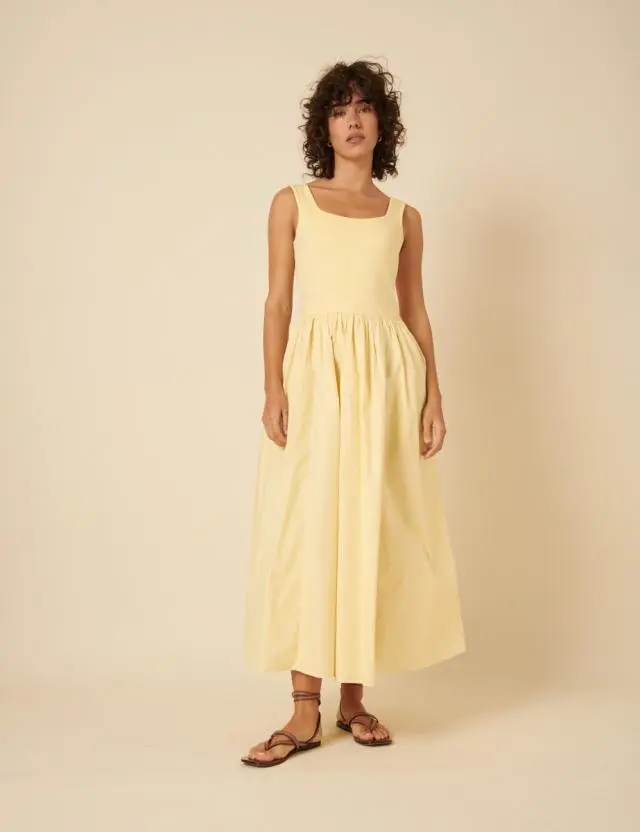 Butter Yellow Colorado Midi Dress