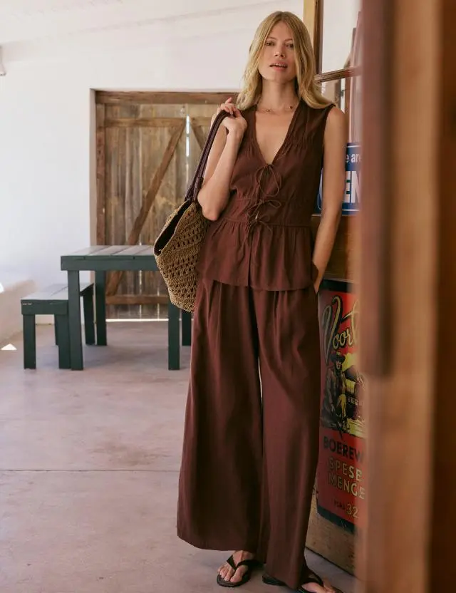 Brown Linen-blend Jerrow Trousers